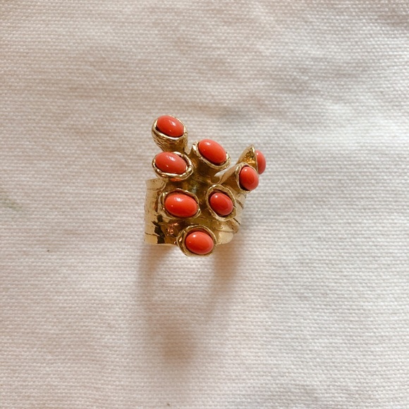 Yves Saint Laurent Jewelry - YSL Arty Dot coral orange gold ring 6 JY